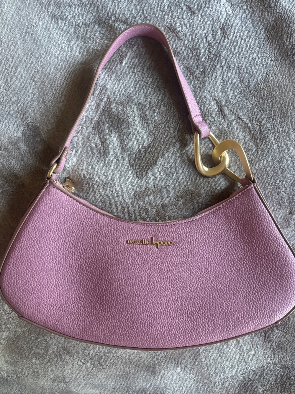 Nanette Lepore Pink Pebbled Vegan Leather Curved Shoulder Bag – Trendy Y2K Style